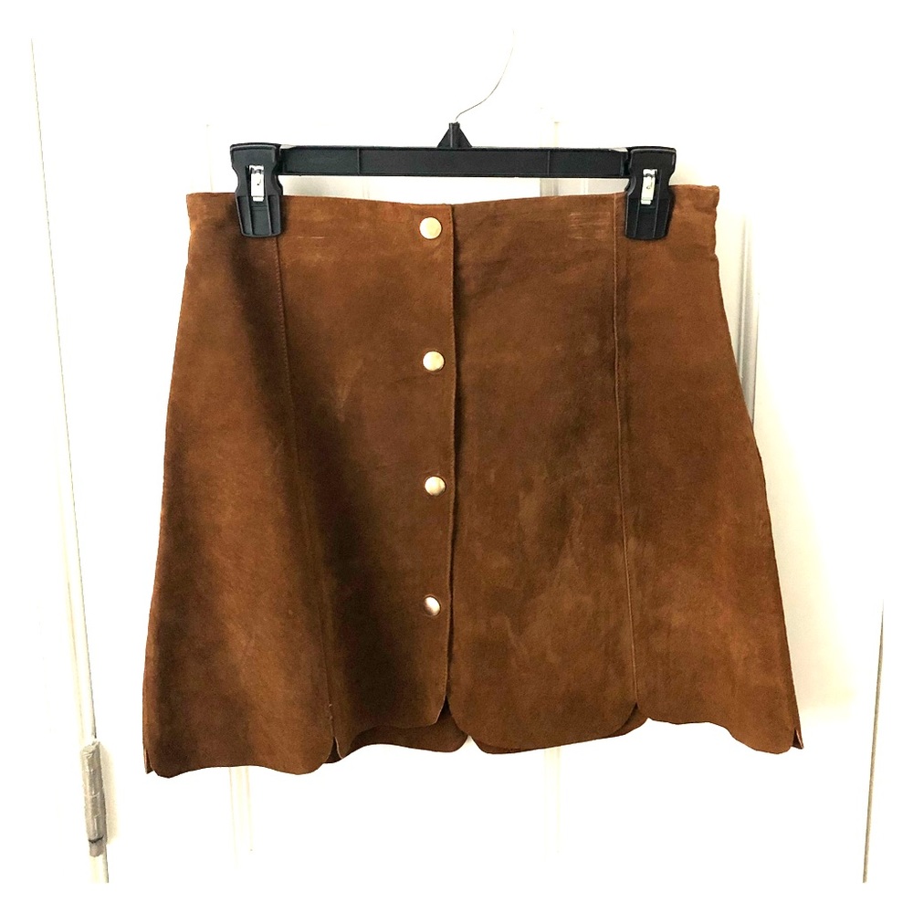 brown suede mini skirt